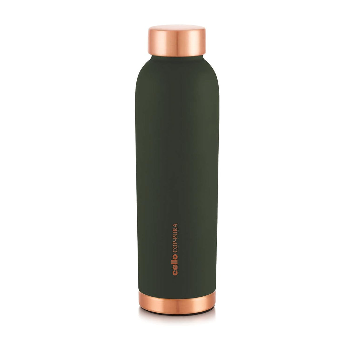CELLO Evita Copper Water Bottle For Daily & Office Use 1000 ml, Green | Leakproof & Rustproof ISI Certified Single Wall 100% Pure Copper Promotes Immunity, Improve Digestion & Supports Healthy Living