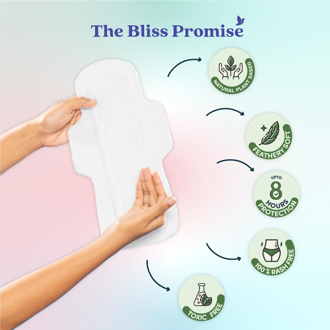 BLISSNATURAL Sanitary Pads Super Combo Pack of 18 | 6 L + 6 XL + 6 XXL |