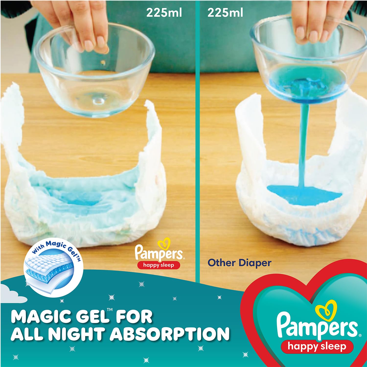 Pampers Happy Sleep Pant Style Baby Diapers, Medium (M), 100 Count, 1 Pampers : 1 Night Sleep, with Anti Rash Shield, 7-12 Kg Diapers