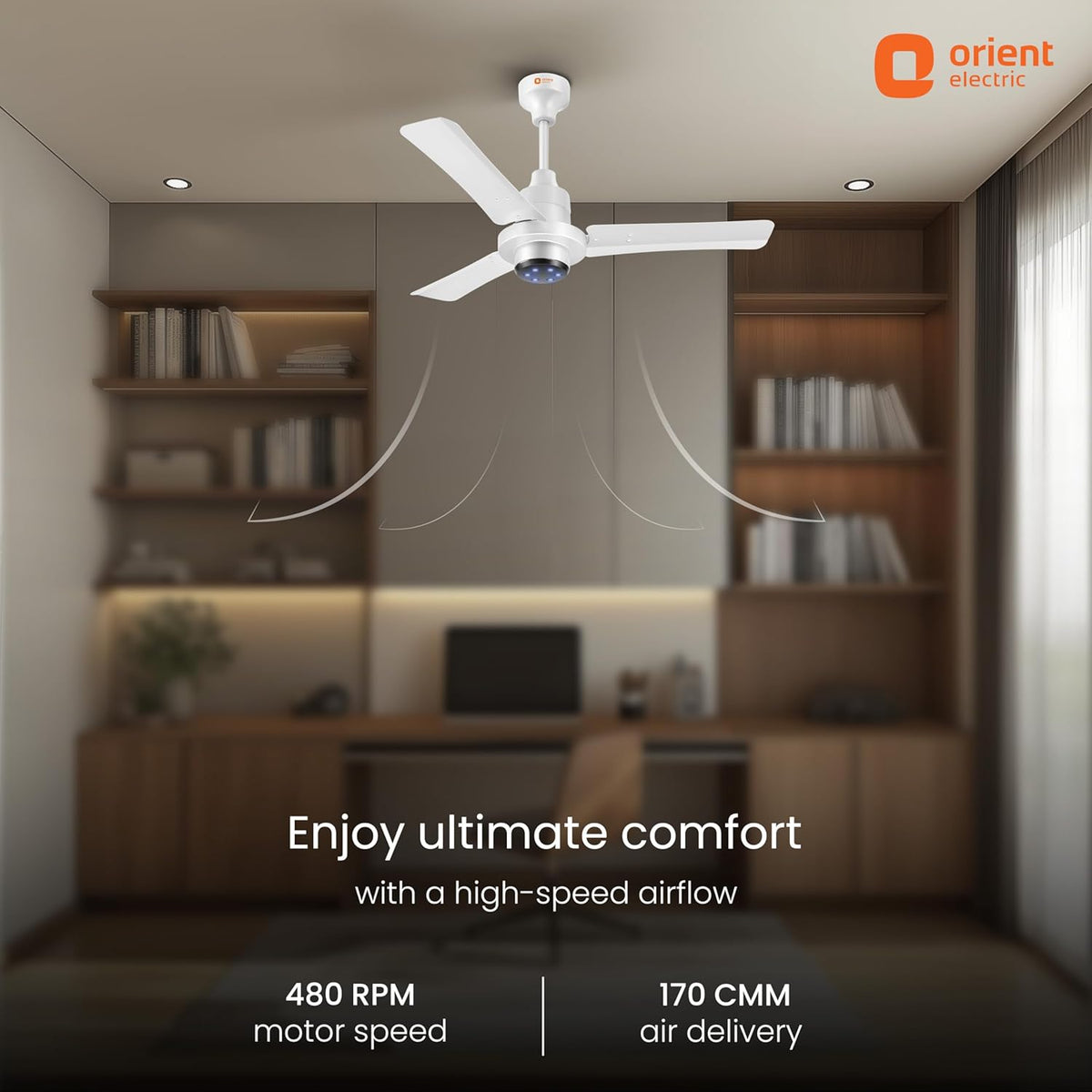 Orient Electric I Tome Pro 900 mm BLDC Ceiling Fan with Remote | BEE 5-star rated Energy Saving Fan | 3-year warranty by Orient | (White)