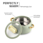 CELLO Castella Deluxe 1500 Insulated Steel Casserole Hot Box for Kitchen 1500 ml, Green |
