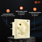 Orient Electric Ventilator DX 200mm Exhaust Fan for Kitchen & Bathroom | High Speed Ventilation Fan | Copper Motor, Aerodynamic Blades, Louver Shutters | 2 years Warranty by Orient | Ivory