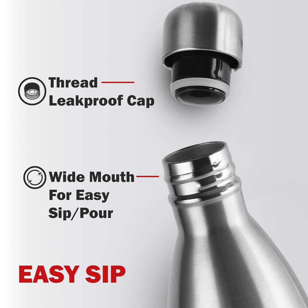 CELLO Swift Stainless Steel Hot and Cold Water Bottle 1000 ml Silver | ISI Certified Spillproof Leakproof Screw Lid Double Wall Vacuum Insulated Thermos Flask Water Bottle for Home Office Gym Travel