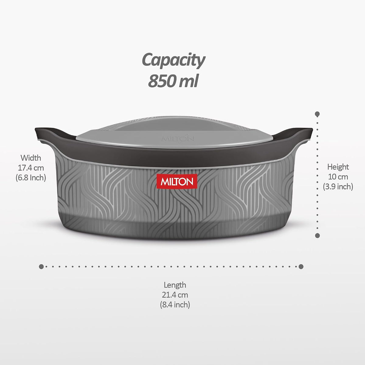 MILTON Evoke 1000 PU Insulated Inner Stainless Steel Casserole, 850 ml
