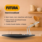 Hawkins Futura 28 cm Tava, Hard Anodised Tawa with Stainless Steel Handle, Black (AT28)