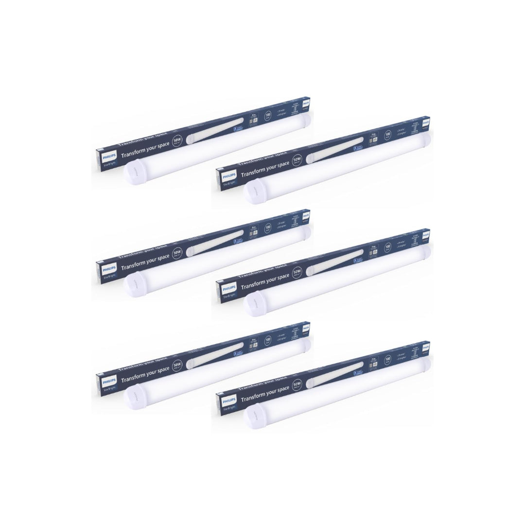 Philips 50-watt LED Batten/Tubelight | StarBright Compact 4-ft Decorative Modern LED Wall Tubelight for Living Room & Bedroom | Cool Day Light, Pack of 6