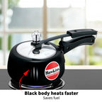 Hawkins 2 Litre Contura Black Pressure Cooker, Hard Anodised Inner Lid Cooker, Handi Cooker, Black (CB20)