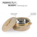 CELLO Exotic Casserole Hot Pot Box Case Set of 3 Pcs For Kitchen, Cream (500ml, 1000ml, 1500ml) |