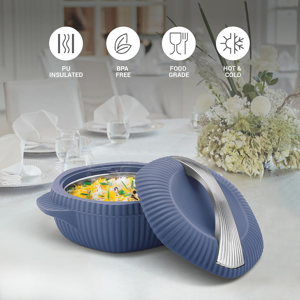 MILTON plastic Oyster 1000 PU Insulated Casserole, 860 ml, Royal Blue