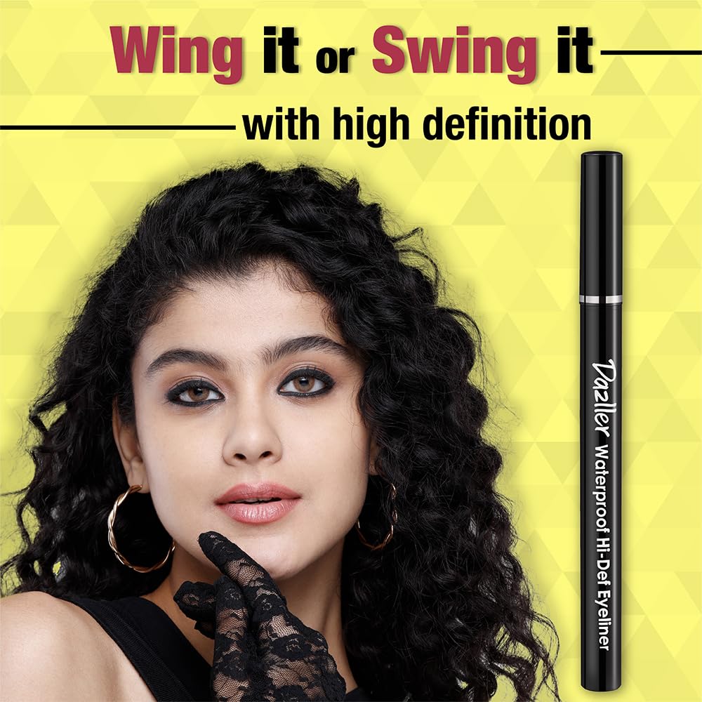 Dazller Hi-Def Eyeliner duo|Velvet Matte|Water-Resistant|Smudge-Proof|Long Stay|Single Stroke|Precise Application|Black+Black|2.2g, Gel