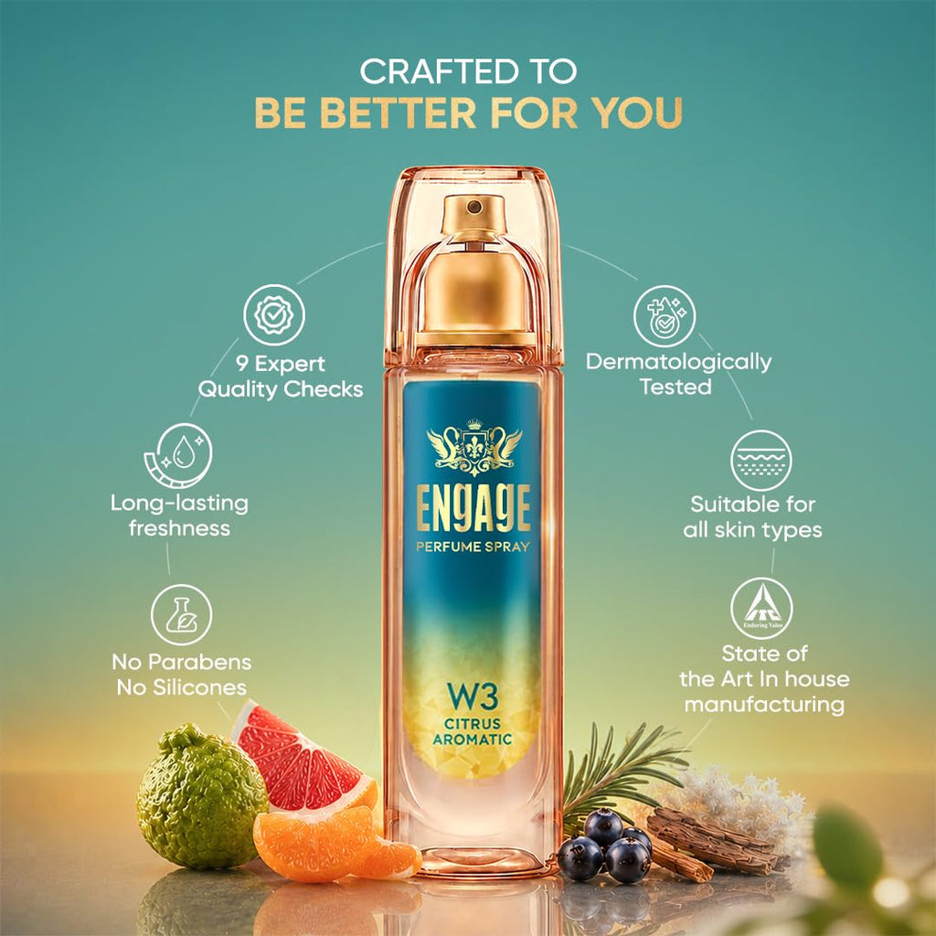W3 Perfume Spray For Women | Citrus & Floral | Long Lasting | No Parabens | No Silicones| Dermatologically Tested | Skin Friendly | Crafted...