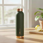 CELLO Evita Copper Water Bottle For Daily & Office Use 1000 ml, Green | Leakproof & Rustproof ISI Certified Single Wall 100% Pure Copper Promotes Immunity, Improve Digestion & Supports Healthy Living