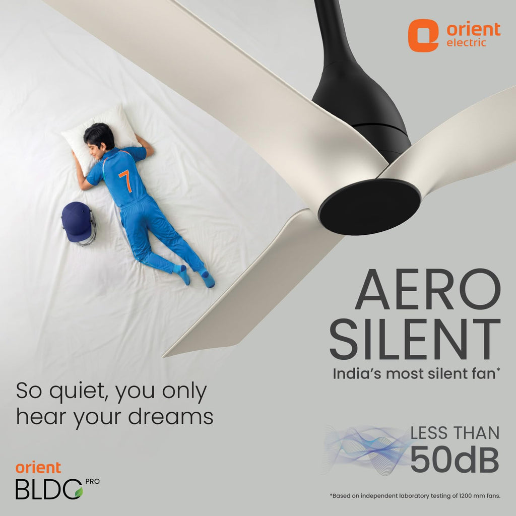Orient Electric Aerosilent | India’s Most Silent Fan | Less than 50dB| 1200mm BLDC Ceiling Fan with Remote | BEE 5-Star Energy-Efficient Fan | Red Dot..