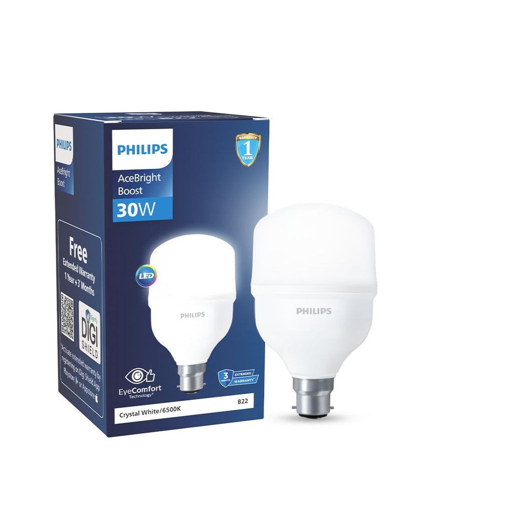PHILIPS 30 - watt LED Bulb | AceBright High Wattage LED Bulb | Bulb Base : B22, Light Bulb for Home | Colour : Cool Day Light, Pack of 4