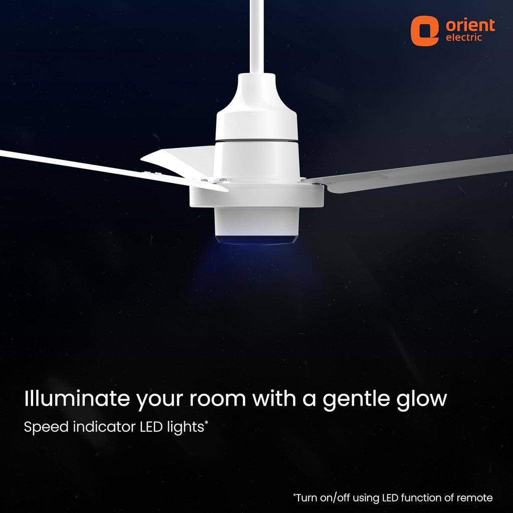 Orient Electric I Tome Pro 900 mm BLDC Ceiling Fan with Remote | BEE 5-star rated Energy Saving Fan | 3-year warranty by Orient | (White)