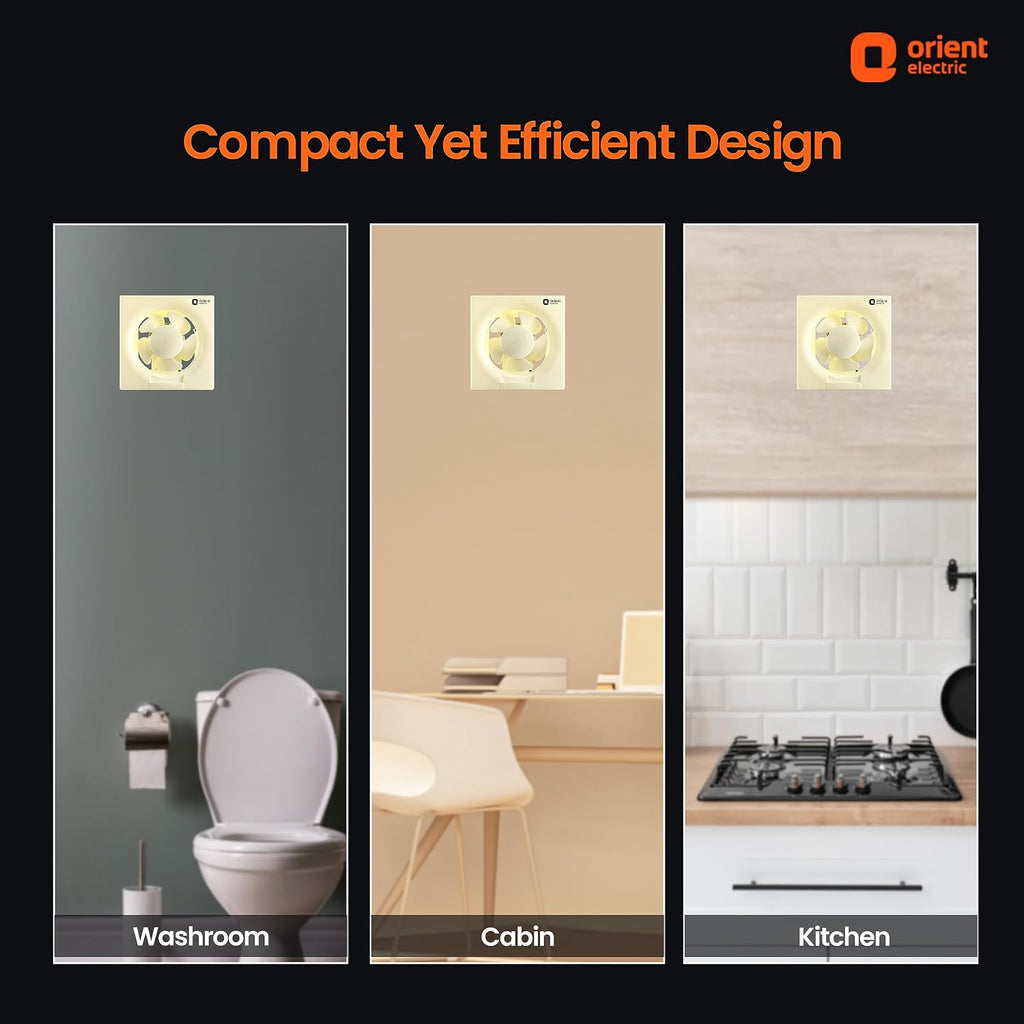 Orient Electric Ventilator DX 200mm Exhaust Fan for Kitchen & Bathroom | High Speed Ventilation Fan | Copper Motor, Aerodynamic Blades, Louver Shutters | 2 years Warranty by Orient | Ivory