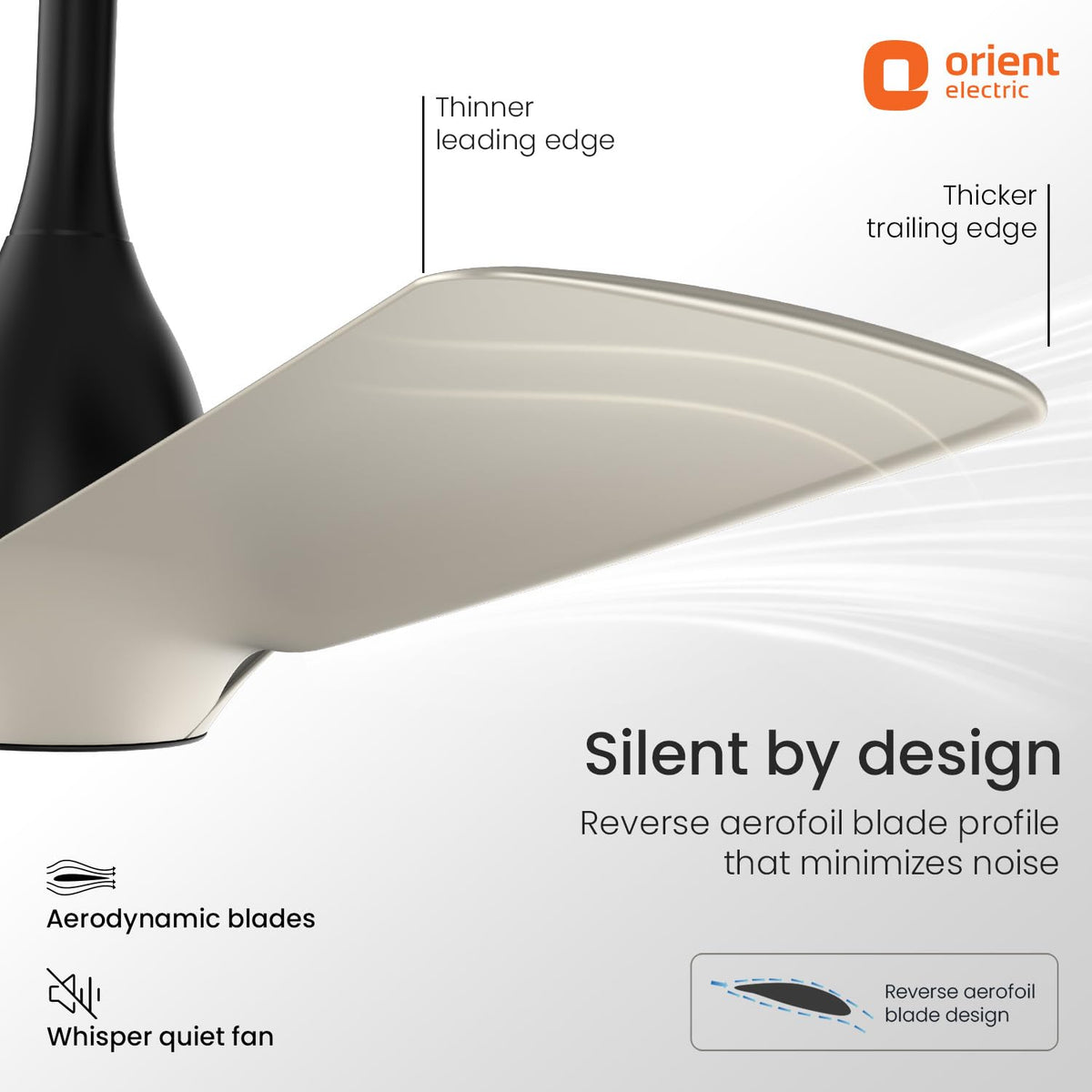 Orient Electric Aerosilent | India’s Most Silent Fan | Less than 50dB| 1200mm BLDC Ceiling Fan with Remote | BEE 5-Star Energy-Efficient Fan | Red Dot..