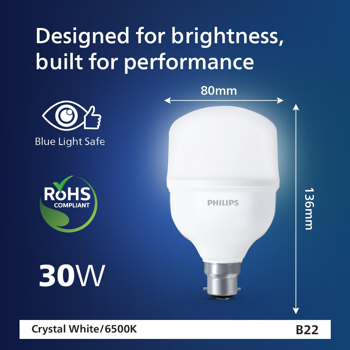 PHILIPS 30W B22 LED Cool Day Light Bulb, Pack of 1, (929002030613_1)