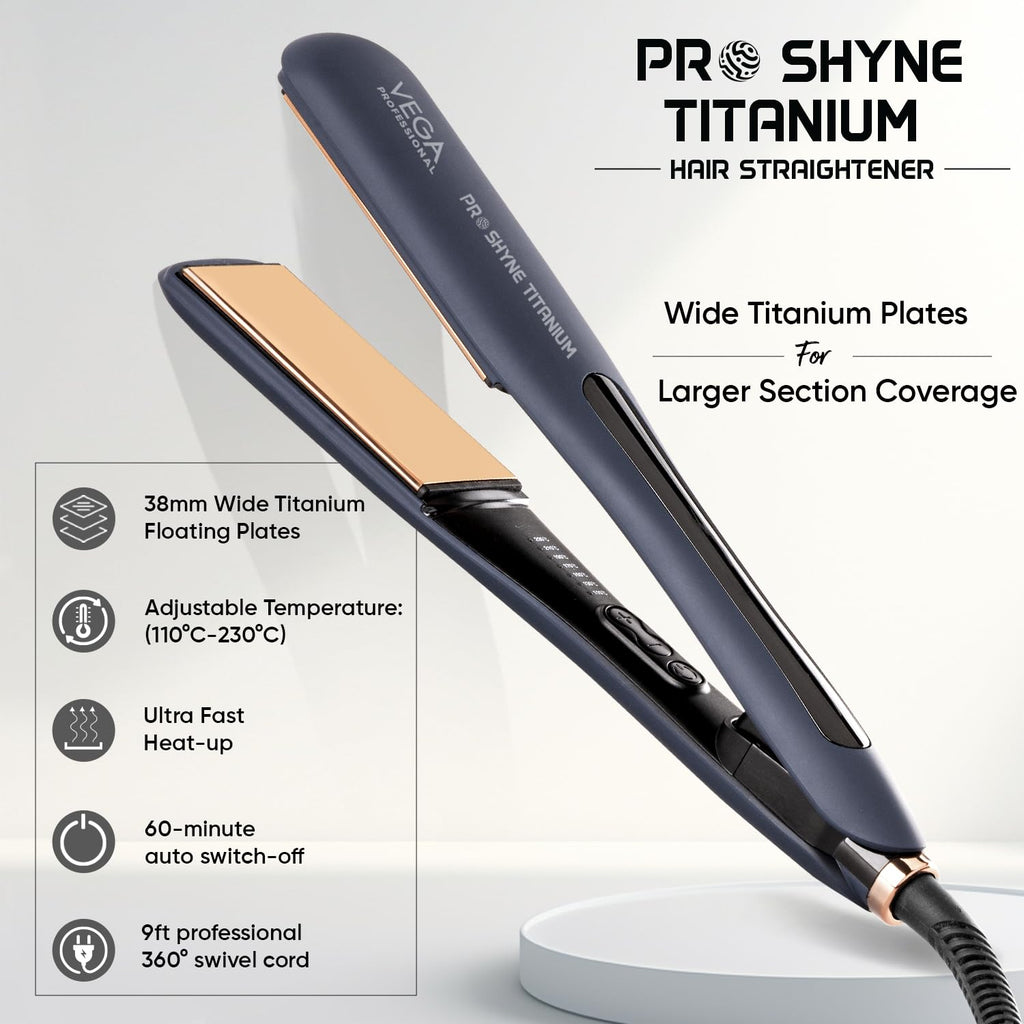 VEGA PROFESSIONAL Pro-Shine Titanium Hair Straightener with 38mm Wide