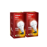 EVEREADY 9W Emergency Inverter LED Bulb, Rechargeable, B22, Pack of 2 | 3 Hours Battery Backup, Ideal for Powercuts, Cool Day Light (6500K)