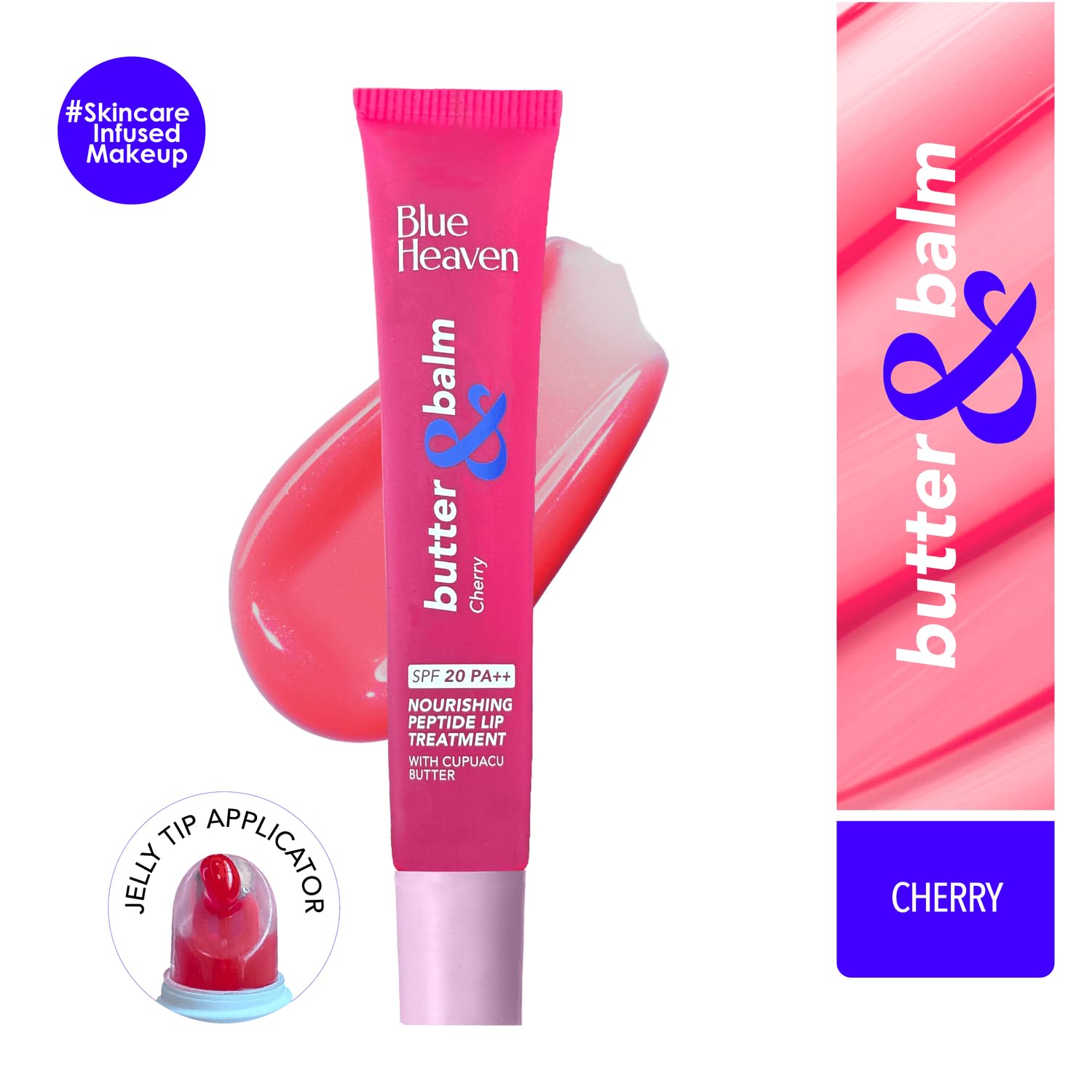 Blue Heaven Butter & Balm (15 Gm) Peptide based Tinted Lip Balm with SPF 20 PA++| Infused with Cupuacu Butter | Smoothing & Moisturizing | UVA/UVB...