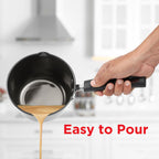 Vinod Black Pearl Hard Anodised American Non Stick Saucepan - 1 Litre, 14cm | 3.25mm Thickness | Metal Spoon Friendly | Easy to Pour | 2 Year Warranty | Toxin Free - Black