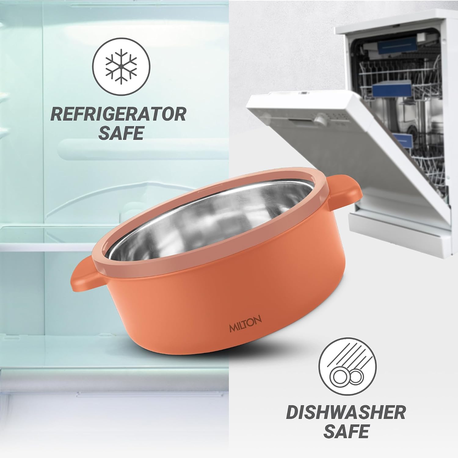 MILTON Micronova Jr. Gift Set Inner Stainless Steel Casserole, Set of 3 (380 ml, 775 ml, 1345 ml)