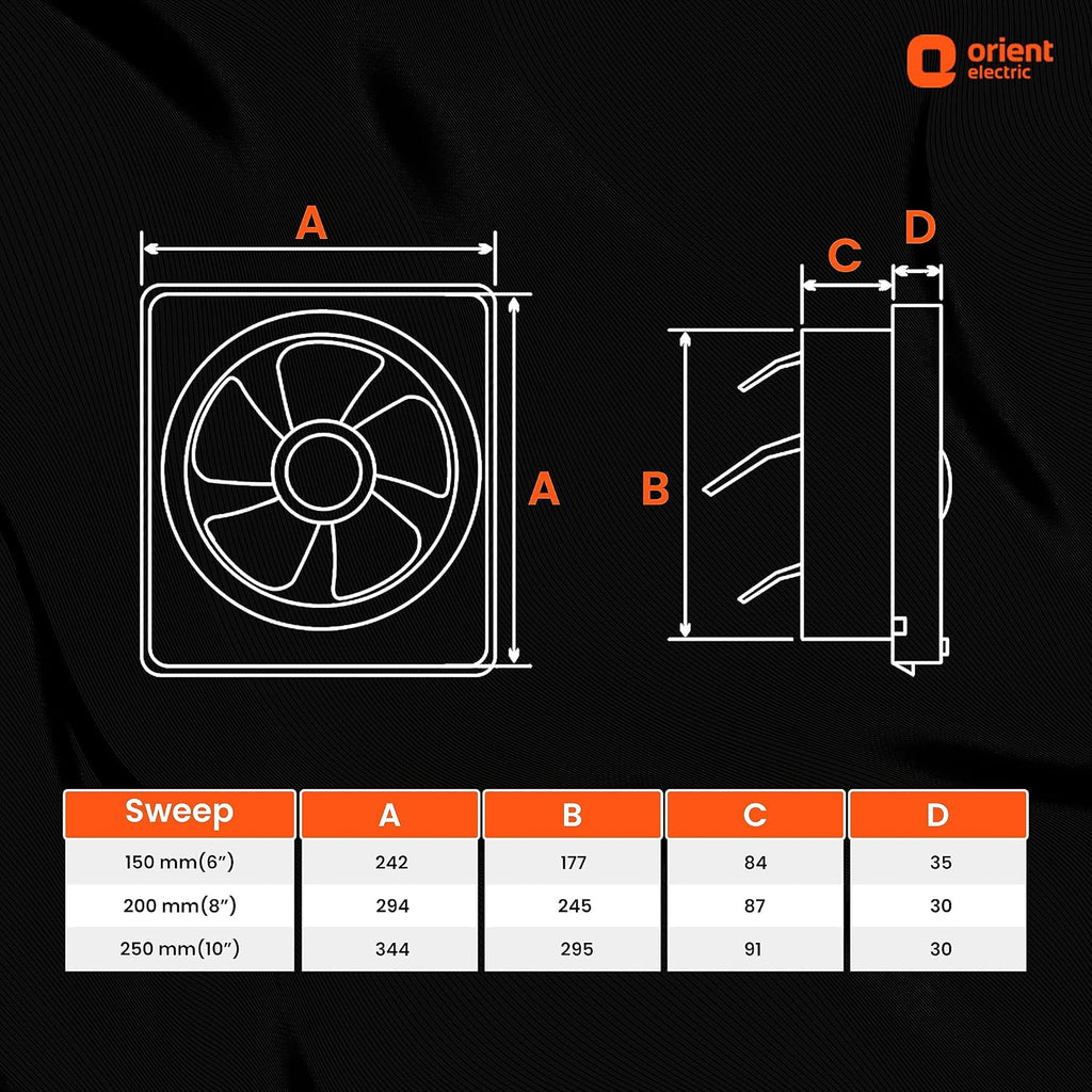 Orient Electric Ventilator DX 200mm Exhaust Fan for Kitchen & Bathroom | High Speed Ventilation Fan | Copper Motor, Aerodynamic Blades, Louver Shutters | 2 years Warranty by Orient | Ivory