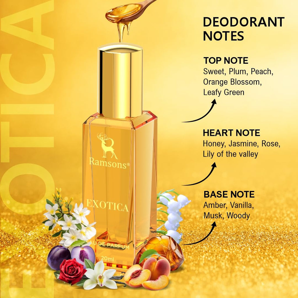 Ramsons Exotica Premium Collection - Pack of 4 (20ml Each) | Exotica Intense, Exotica Glam, Exotica & Exotica Gold Fragrance Combo for Women |...