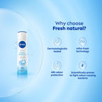 NIVEA Women Fresh Natural Deodorant Spray, 150Ml (Pack of 3)