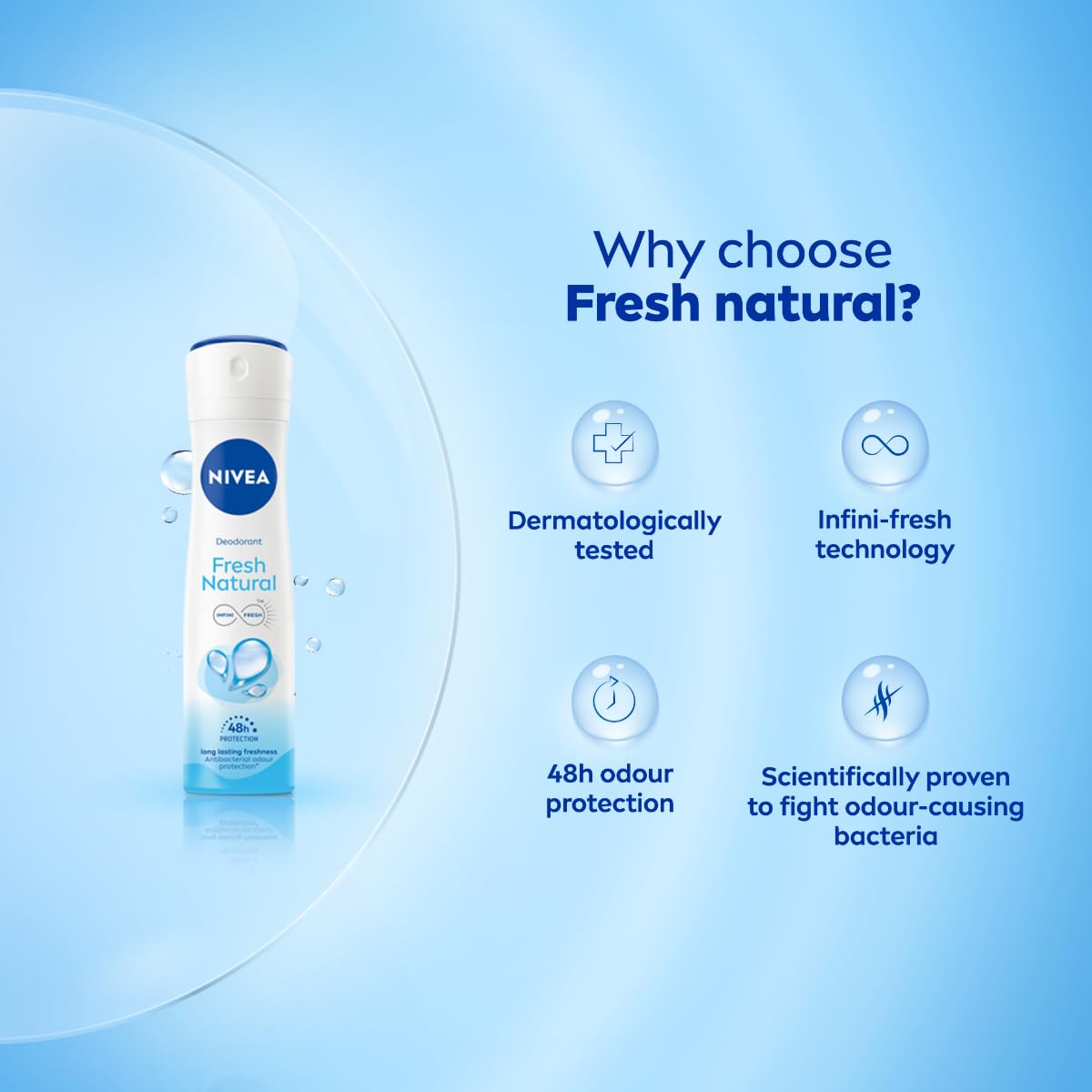 NIVEA Women Fresh Natural Deodorant Spray, 150Ml (Pack of 3)