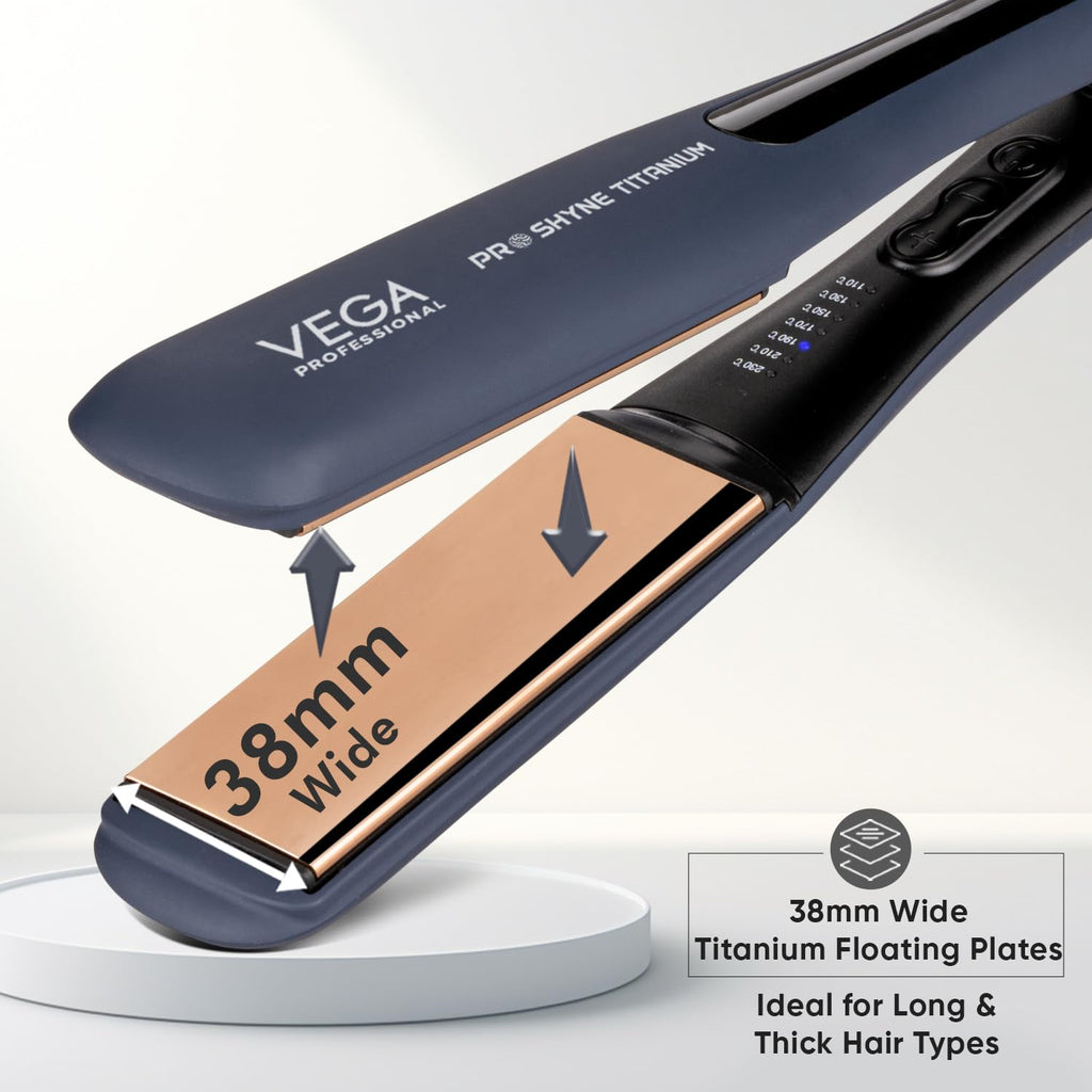 VEGA PROFESSIONAL Pro-Shine Titanium Hair Straightener with 38mm Wide