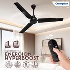 Crompton Energion Hyperboost 1200mm BLDC Ceiling Fan | Point Anywhere Remote Control | BEE 5 Star Rated Energy Efficient | Superior Air Delivery |Matte Black  2 Year...
