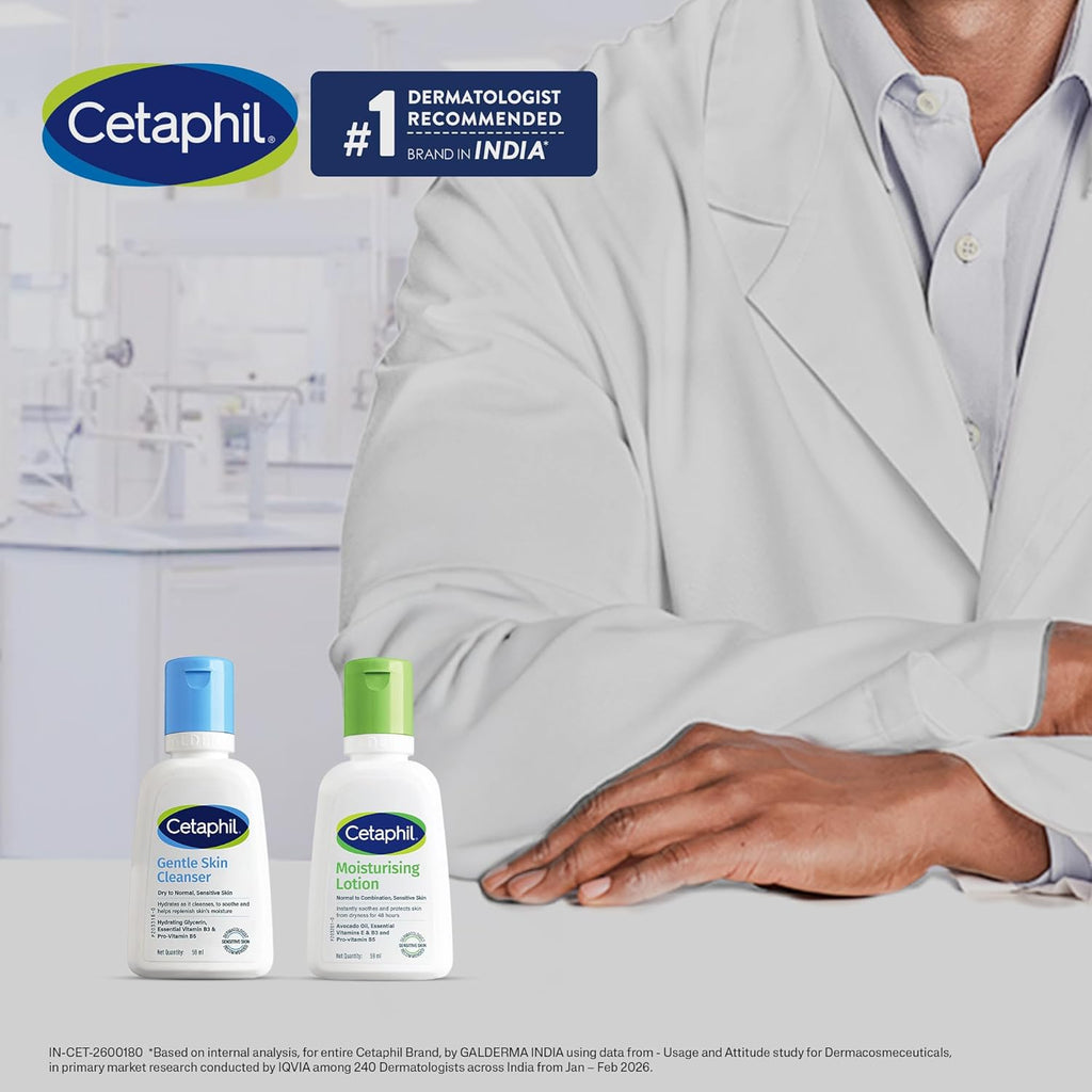 Cetaphil Travel Pack - Gentle Skin Essentials - Gentle Skin Facewash Cleanser 60ml and Moisturizing Lotion 60ml - Cleanser + Moisturizer Travel Essentials