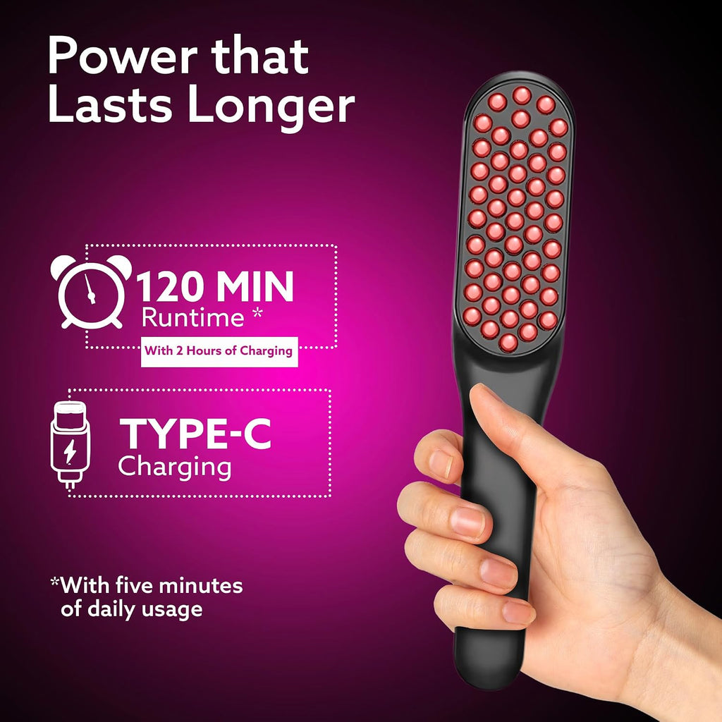 AGARO Rechargeable LED Hair Therapy Comb for Men & Women, Red & Blue Light Scalp Treatment