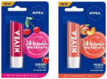 Nivea Caring Lip Balm #4 Cherry Shine, Peach (Pack of 2, 9.6 g)