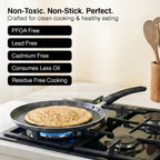 Prestige Omega Select Plus Aluminium Non-Stick Omni Tawa with Sleeve Packing Dia 27.5 cm, Black