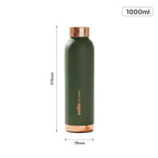 CELLO Evita Copper Water Bottle For Daily & Office Use 1000 ml, Green | Leakproof & Rustproof ISI Certified Single Wall 100% Pure Copper Promotes Immunity, Improve Digestion & Supports Healthy Living