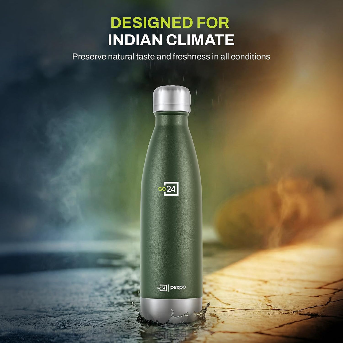 Stainless Steel Water Bottle Electro Military Green 500ml