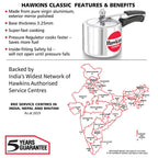 Hawkins Classic 3 Litre Pressure Cooker | Straight Body, Tall Design | Gas Compatible | Ideal for 3–4 persons | ISI Certified | 5 Year Guarantee | Silver (CL3T)