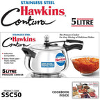 Hawkins 5 Litre Contura Pressure Cooker, Stainless Steel Inner Lid Cooker, Induction Cooker, Silver (SSC50)