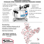 Hawkins 5 Litre Contura Pressure Cooker, Stainless Steel Inner Lid Cooker, Induction Cooker, Silver (SSC50)