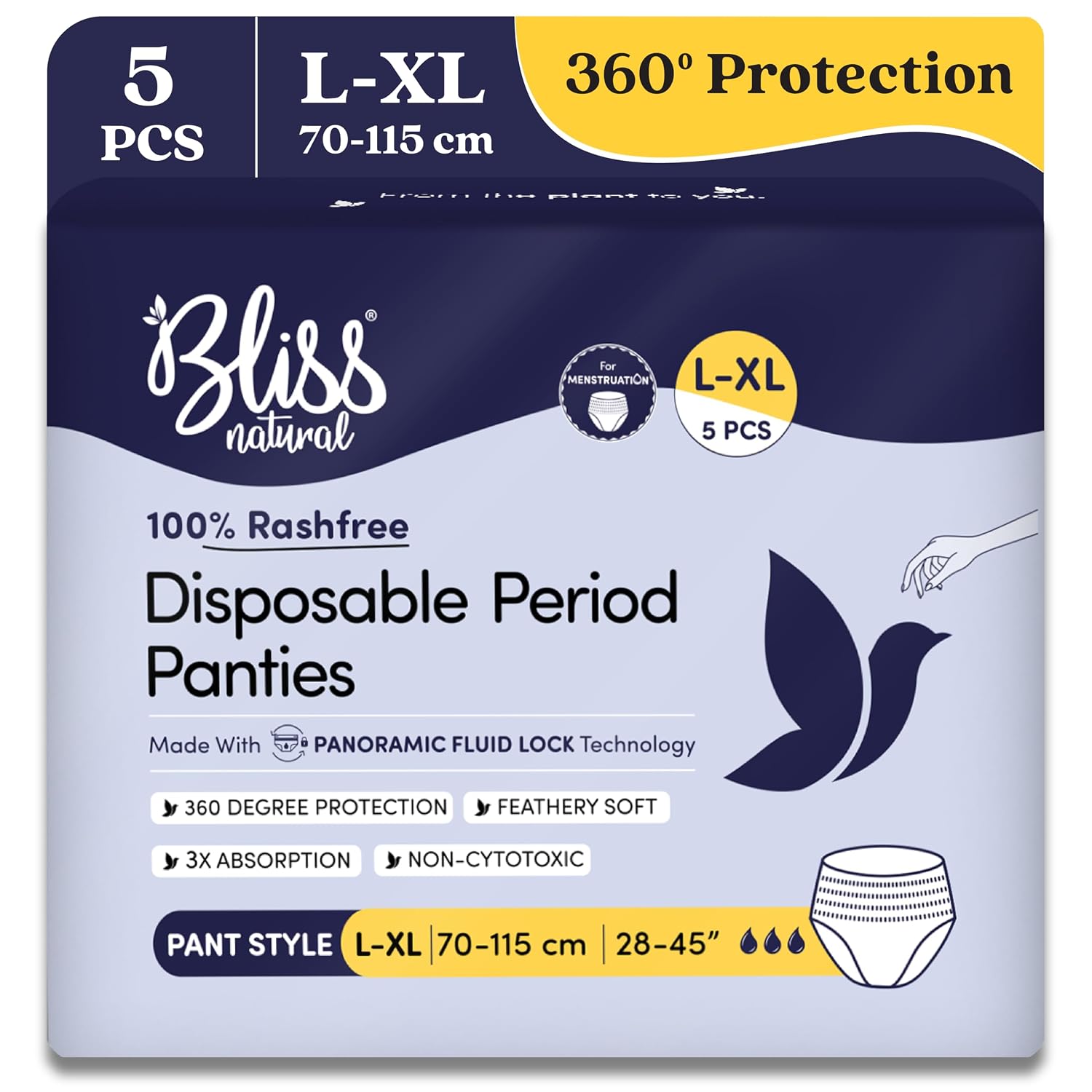 BLISSNATURAL Disposable Period Panties For Girls | (L-XL) Pack of 5 |