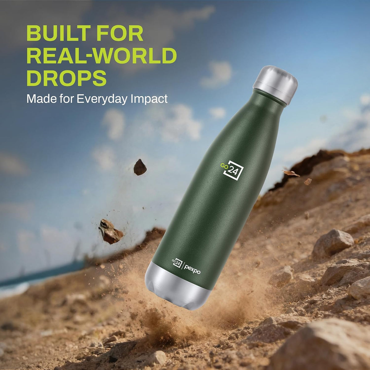 Stainless Steel Water Bottle Electro Military Green 500ml