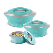 MILTON Royal Jr. Set of 3 Serving Casserole Double Walled Inner Stainless Steel, (410 ml, 830 ml, 1270 ml).