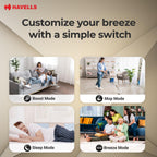 Havells FAB BLDC LED Ceiling Fan 1200 mm, 5 star, LED Speed Indicator, 380 RPM, Up to 65% Savings,Reverse Rotation,4 Speed Modes,Low Wattage 30W, Low Noise,Air Flow:235 CMM, 3 Year Warranty,Stone Grey