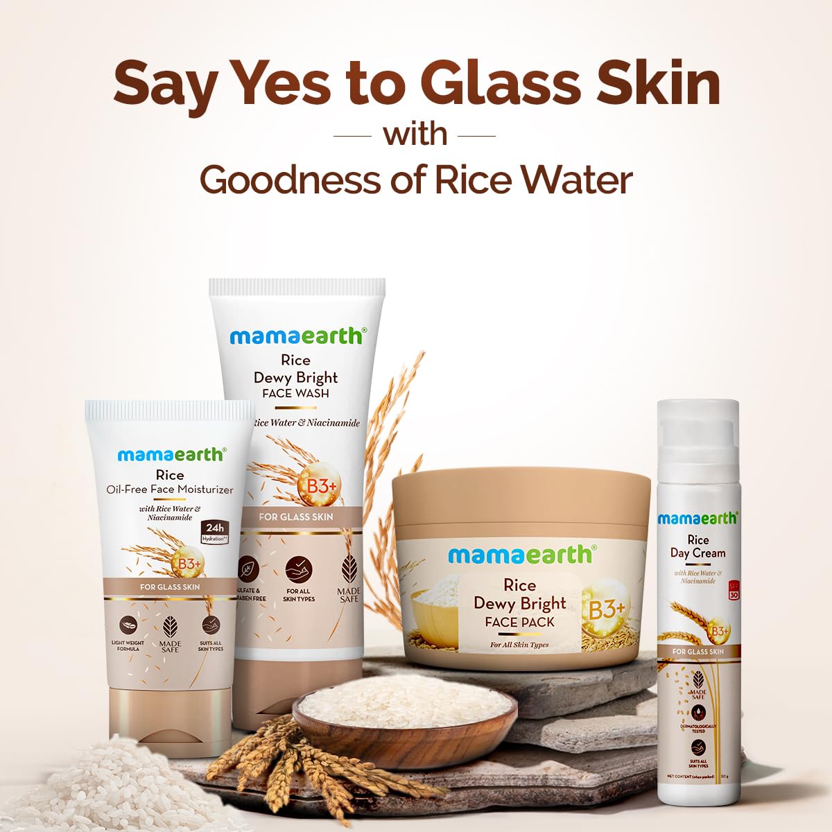 Mamaearth Rice Oil-Free Face Moisturizer With Rice Water & Niacinamide for Glass Skin - 150 g