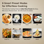 Prestige PIC 20 1600 Watts Induction Cooktop | 4KV Surge Protection | 8 Preset Indian Menu Options & Timer | Soft Touch Button | Easy to Clean | Portable | Black | 1Y Warranty | BIS