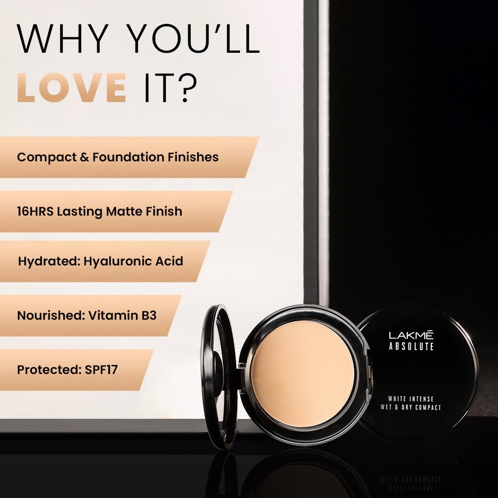 Lakme Absolute White Wet & Dry Compact Powder,9g