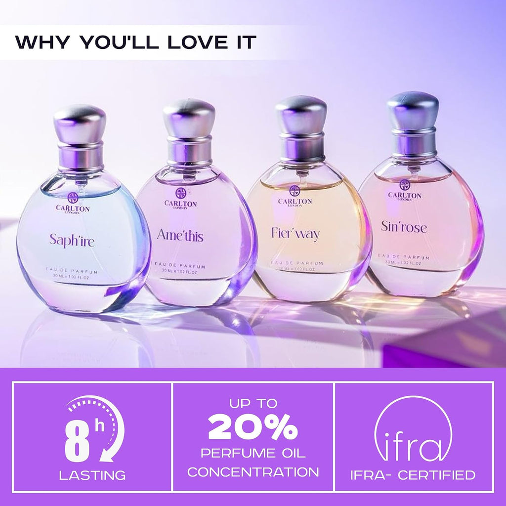 Carlton London Exotique Perfume Gift Set for Women - 4 x 30ml Premium Fragrances with Rose, Orange, Cedar, and Honey Notes, Luxury Perfume Gift Box for Her...